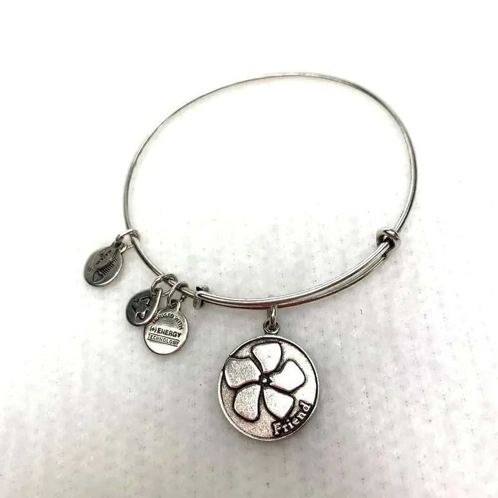 Alex and Ani Friend Flower Charm Bracelet - Silver, Expands 2